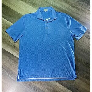 Fennec Polo Shirt Mens XL Blue Geometric Short‎ Sleeve Golf Performance Top